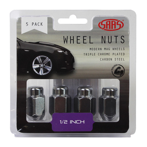 SAAS Wheel Nuts Acorn Taper 1/2 Chrome 35mm 5pk