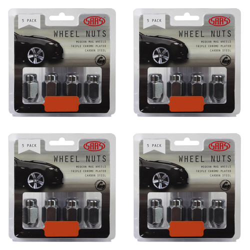 SAAS Wheel Nuts Acorn Taper 12 X 1.25 Chrome 35mm 5pk