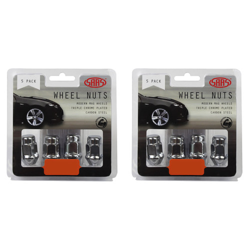 SAAS Wheel Nuts Acorn Bulge 1/2" Chrome 35mm 5pk