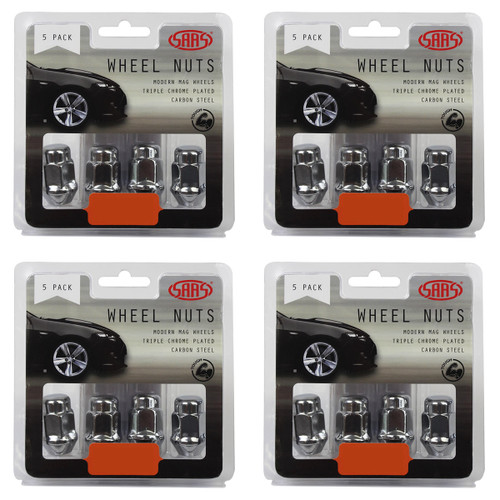 SAAS Wheel Nuts Acorn Bulge 12 X 1.25 Chrome 35mm 5pk