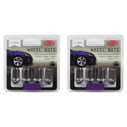 SAAS Wheel Nuts Flat Head Bulge 1/2" Chrome 40mm 5pk