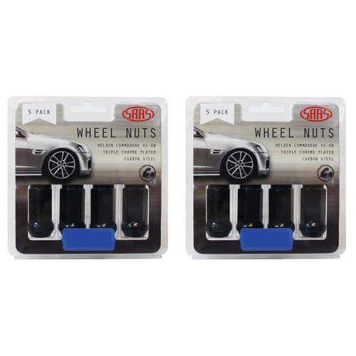 SAAS Wheel Nuts Flat Head Bulge 14x 1.5 Black 45mm 5pk