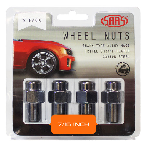 SAAS Wheel Nuts Mag 7/16" Chrome 43mm 5pk