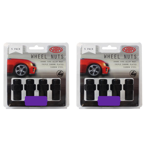 SAAS Wheel Nuts Mag 1/2" Black 43mm 5pk