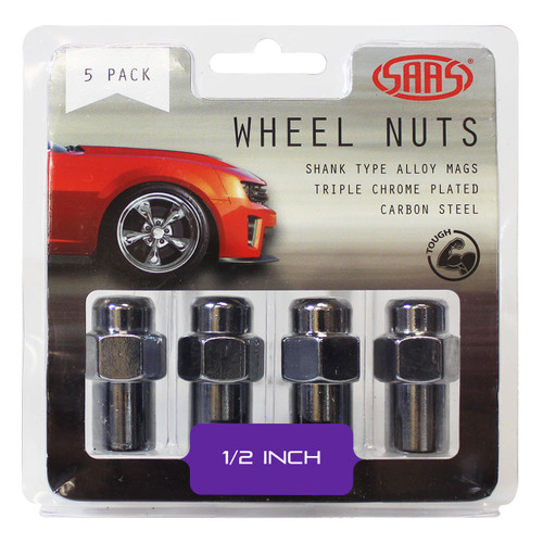 SAAS Wheel Nuts Mag 1/2" Chrome 43mm 5pk