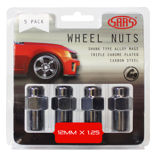 SAAS Wheel Nuts Mag 12 X 1.25 Chrome 43mm 5pk