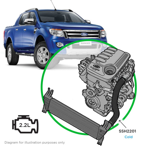 SAAS Silicone Intercooler Cold Top Pipe Ranger/BT50 2011-On 2.2 L