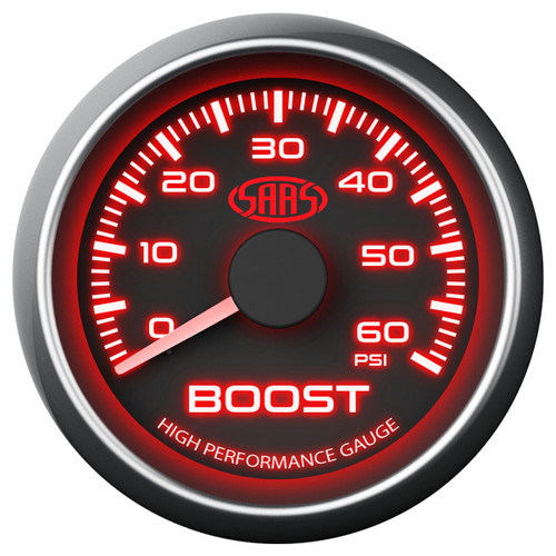 SAAS Boost Gauge Diesel 0-60 psi 52mm Black Muscle Series