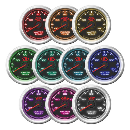 SAAS Water Temp Gauge 40°-120° 52mm Black Muscle Series 3