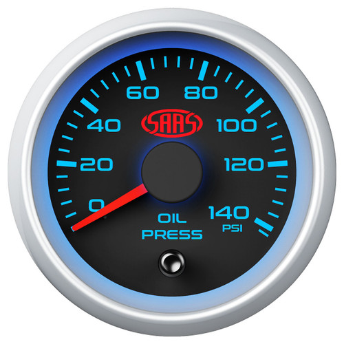 SAAS Oil Press Gauge 0-140psi 52mm Black Muscle Series 2