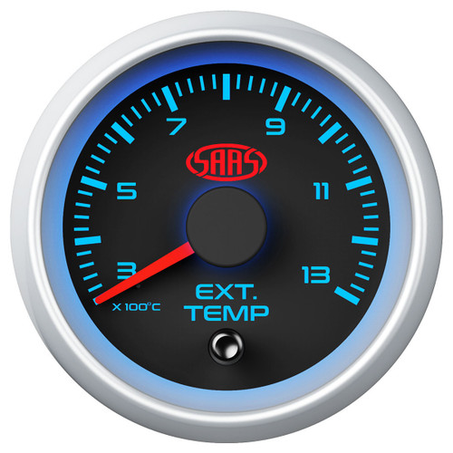 SAAS Exhaust Temp Gauge 300°-1300° 52mm Black Muscle Series 2