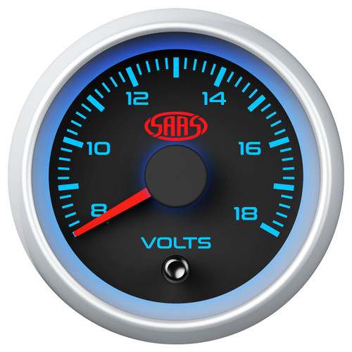 SAAS Volt Gauge 8v-18v 52mm Black Muscle Series 2