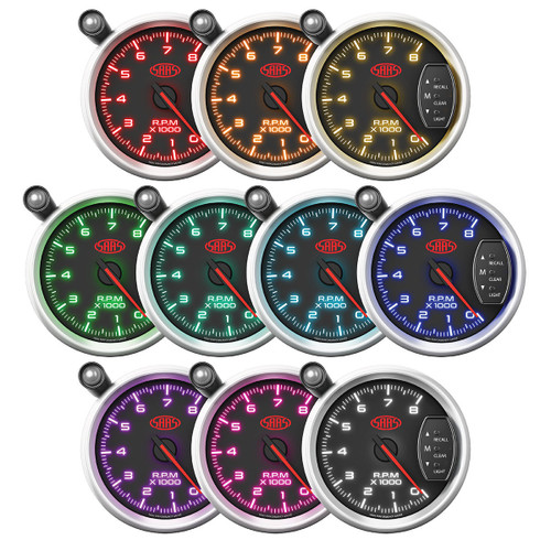 SAAS Tachometer 0-8K Shiftlite 3-3/4 Black Muscle Series 3