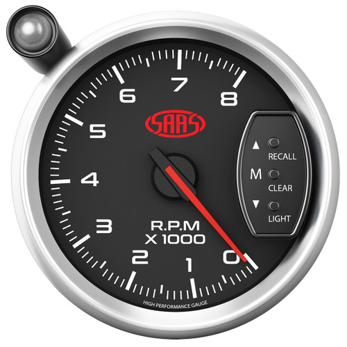 SAAS Tachometer 0-8K Shiftlite 3-3/4 Black Muscle Series 3
