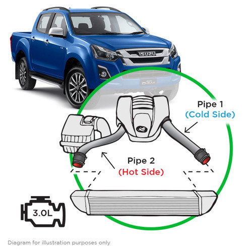 SAAS Intercooler Polish Alloy Pipe Kit ISUZU DMAX/MUX 3.0L 17-20