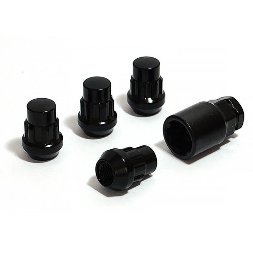 Lock Nuts Splined Bulge 12mm x 1.50 Black Pk 4