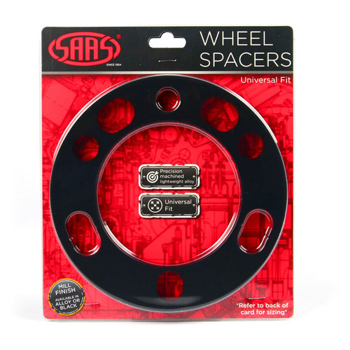 Wheel Spacer x 2 Univ 6 Stud 12 mm Black