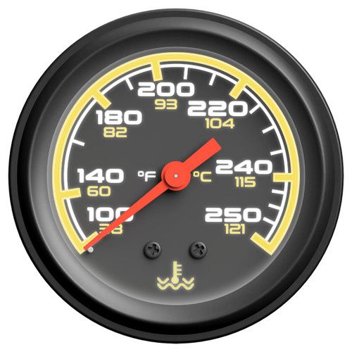 Water Temp Gauge Mech Black Autoline 121°C/250°F