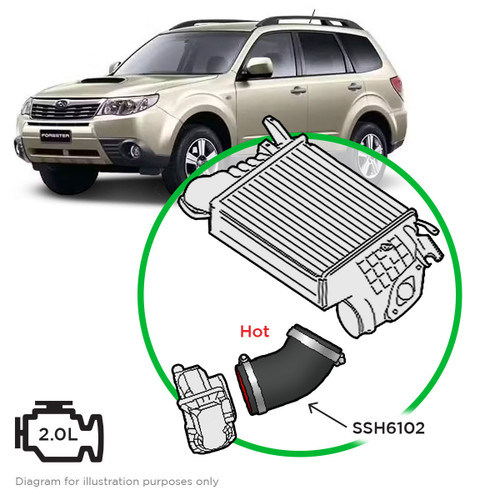 SAAS Silicone Intercooler Black Hot Side Subaru 2.0L Diesel Impreza Outback Forester 2009 on