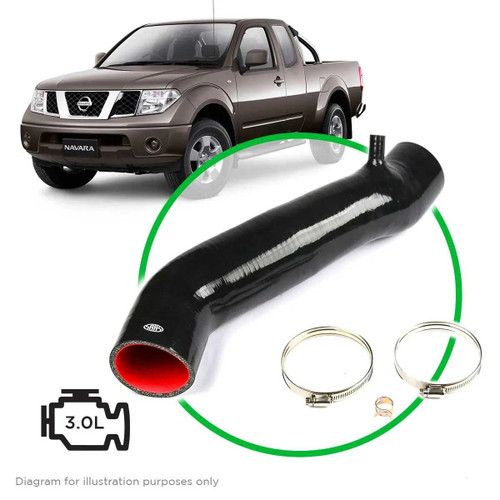 SAAS Silicone Airbox to Turbo Black Intake Pipe D40 Navara Path