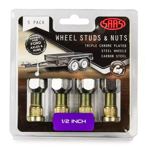 SAAS Trailer Wheel Studs and Nuts 1/2 5 Pack