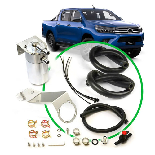 SAAS Oil Catch Tank Full Kit Hilux GUN 2.4L - 2.8L 2015 On Polished Tank