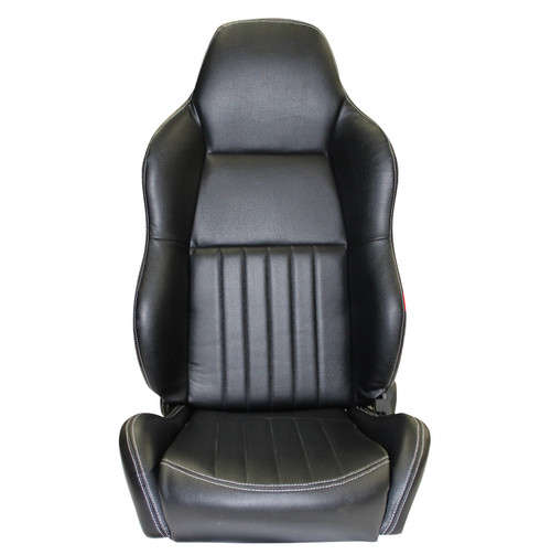Autotecnica Classic High Back Pair 2 x Black Leather Car Bucket Seats