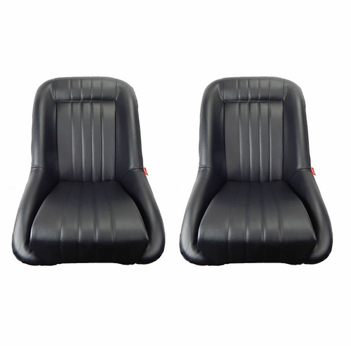 Autotecnica Classic Low Back Pair 2 x Black Leather Car Bucket Seats
