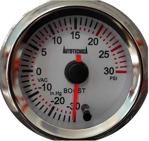 Autotecnica 52mm Gauge BOOST White Face multi colour
