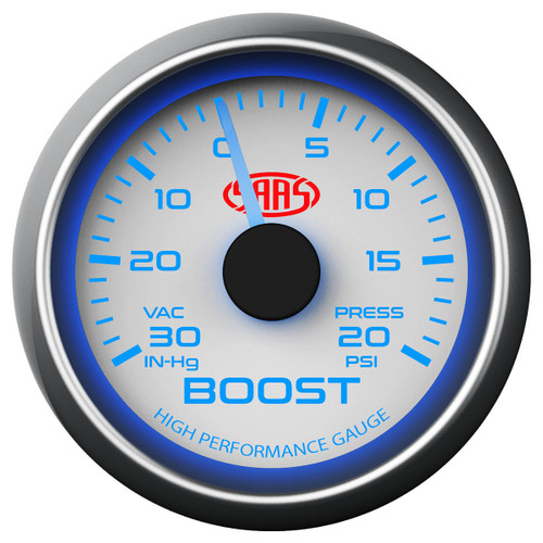 SAAS Boost Gauge White 52mm