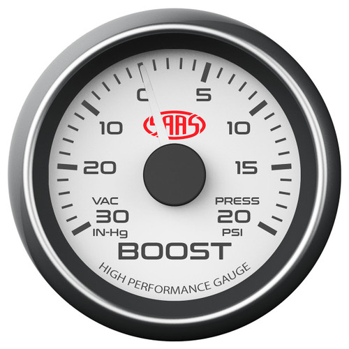 SAAS Boost Gauge White 52mm