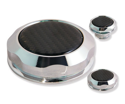 Chrome Billet Carbon Top Caps