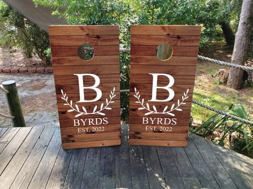 Custom Wood Grain Wedding Cornhole Boards