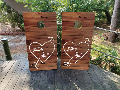 Custom Wood Grain Wedding Cornhole Boards