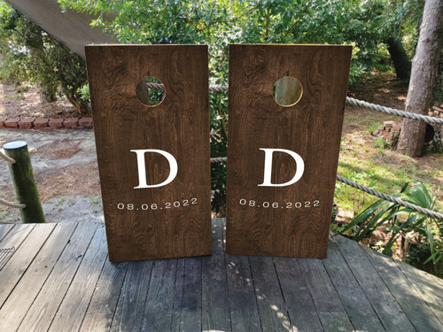 Custom Wood Grain Wedding Cornhole Boards