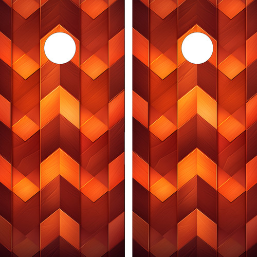 "Checkered Wood Grain Cornhole Boards Design 2 featuring rustic wood grain pattern with classic checkered design and natural finish"