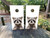 Cornhole boards with a curious racoon on a white background