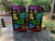 Graffiti-style drinking game cornhole boards with vibrant street art graphics and drink markers, built to professional regulation standards.