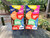 Colorful splatter paint drinking game cornhole boards with bold graphics and drink indicators, built to professional regulation standards.