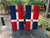 Cornhole boards featuring a distressed Dominican Republic Danish Flag