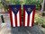 Puerto Rico Flag cornhole boards on distressed wood