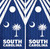 "Navy South Carolina Cornhole Boards Design 4 featuring navy blue state outline with coastal beach graphics and custom personalization"