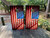 "We The People USA American Flag Cornhole Boards featuring rustic American flag design with ‘We The People’ script in patriotic theme"