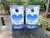 "Custom Wedding Professional Cornhole Boards featuring personalized names and date with elegant beach wedding design"