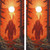 "Artistic Bigfoot Cornhole Boards Design 1 featuring colorful abstract Bigfoot illustration with vibrant patterns and forest background"