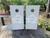 dusty blue wedding cornhole boards with a monogram