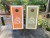 dusty pink and green wedding cornhole boards