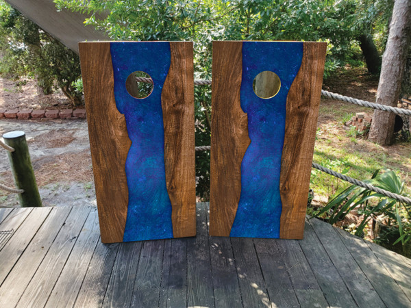 Blue Epoxy Cornhole Boards