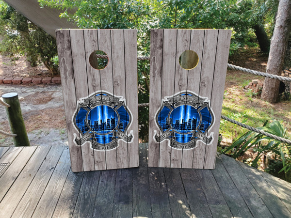 "USA Themed Cornhole Boards Choose Your Design featuring a variety of patriotic American flag-inspired cornhole boards with custom styles and colors"