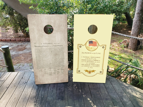 Cornhole Boards featuring the pledge of allegiance